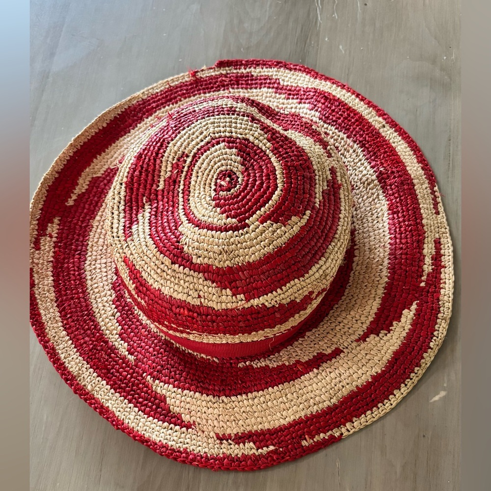 The Sak Red and Tan Straw Hat made in Italy